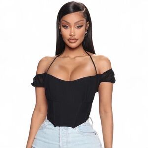 Fashion Nova Kenzie Corset Mesh Top Black Size Small